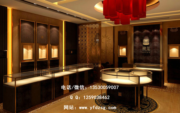 中国龙图案增添了翡翠展示柜的文化底蕴